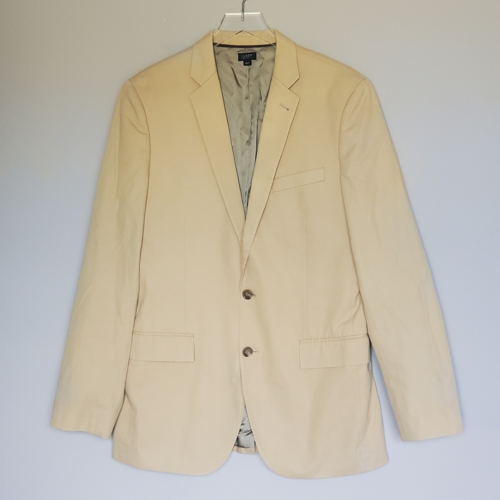 J. Crew Ludlow Suit Jacket Blazer Cotton Italian Chino Tan/Cream Mens Size 40L